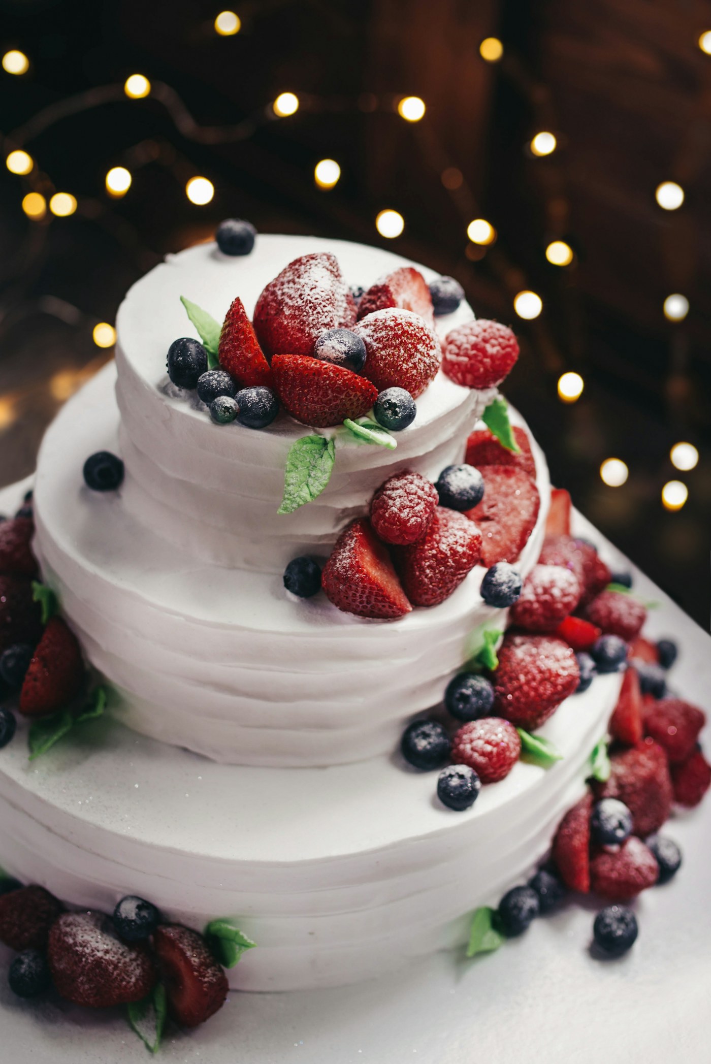 Minimal white celebration cake